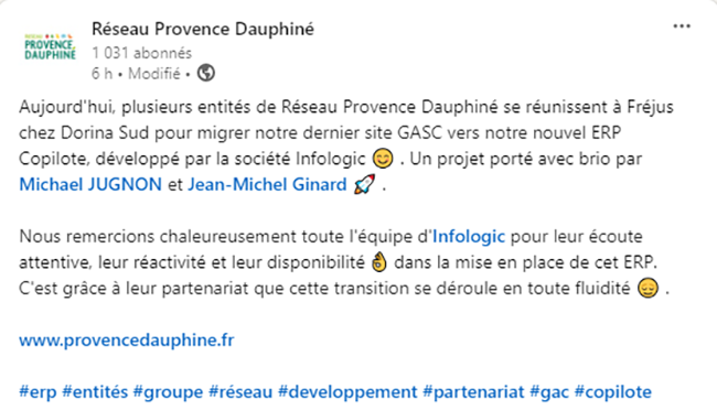 Réseau Provence Dauphiné ERP Infologic